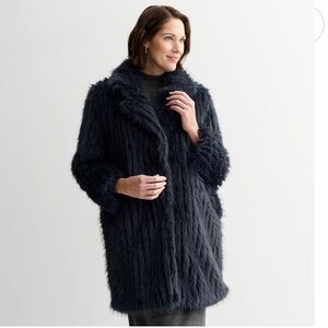 Chic Navy Faux Fur Teddy Jacket